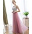 Cocktail Party / Formal Evening Dress Sheath / Column Scoop Floor-length Satin / Tulle with Sequins  