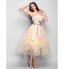 TS Couture? Cocktail Party / Homecoming / Holiday Dress - 1950s Plus Size / Petite A-line Strapless Tea-length Tulle with Draping / Sash / Ribbon  