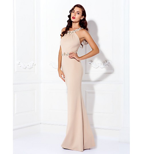 TS Couture? Formal Evening / Black Tie Gala Dress - Beautiful Back Plus Size / Petite Sheath / Column Jewel Floor-length Jersey with Beading   