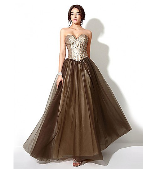 Formal Evening Dress A-line Sweetheart Floor-length with Beading  