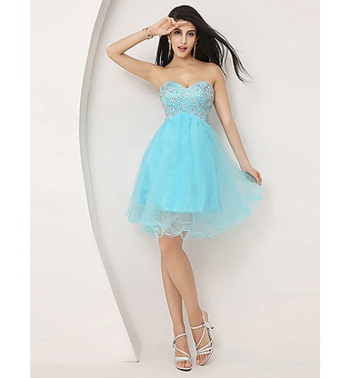 Cocktail Party Dress A-line Sweetheart Knee-length with Beading  
