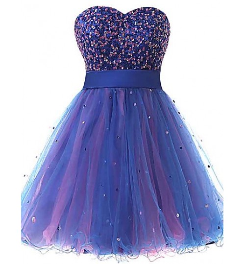 Cocktail Party Dress Ball Gown Sweetheart Knee-length Organza with Sequins  